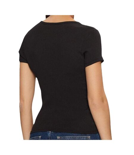 T-Shirt noir femme tommy hilfiger slim button - m