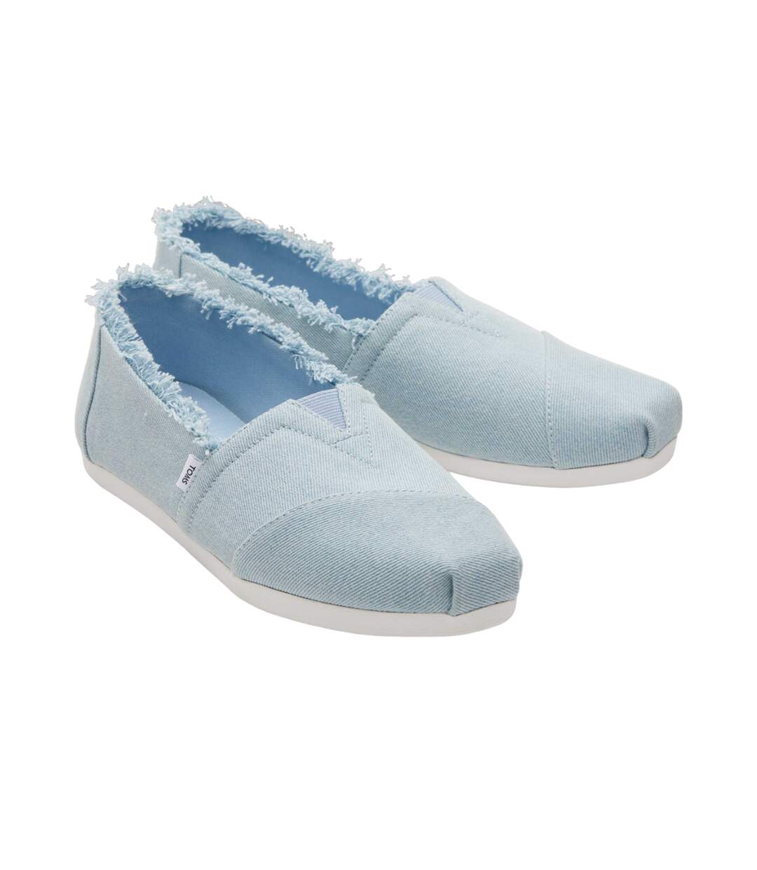 Womens/ladies Washed Denim Slip-on Espadrilles Pastel Blue Toms-1