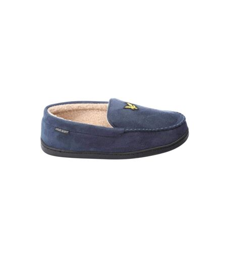 Mens Aspen Faux Suede Moccasin Slippers Navy Lyle & Scott