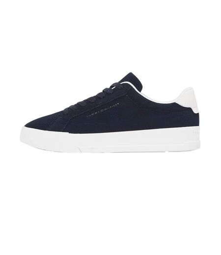 Mens Pebble Grain Court Leather Trainers Navy Tommy Hilfiger
