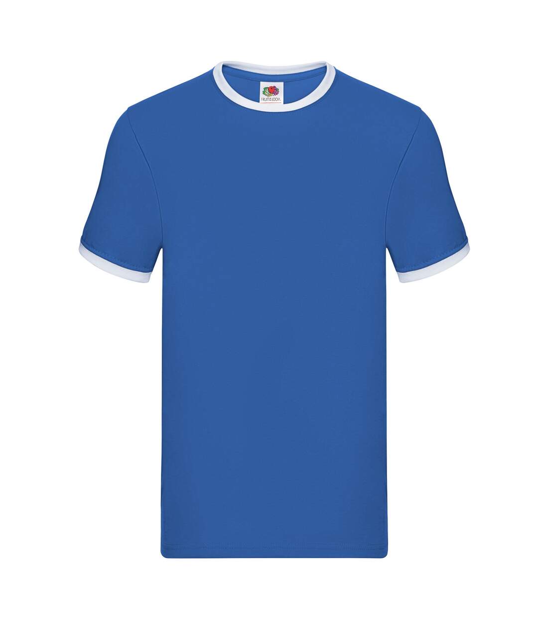 Mens Ringer Contrast T-shirt Royal Blue White Fruit Of The Loom-1