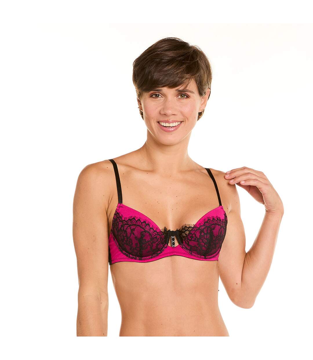 Soutien-gorge ampliforme coque moulée noir/fuchsia Dragon-2