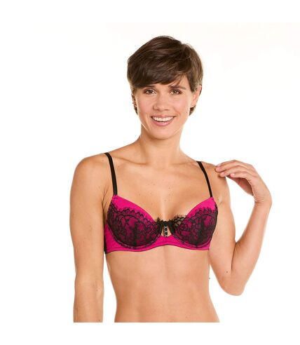 Soutien-gorge ampliforme coque moulée noir/fuchsia Dragon