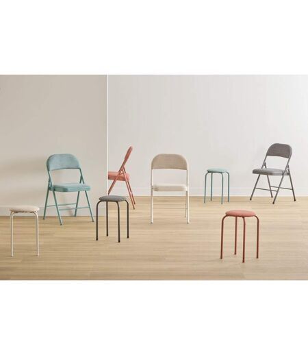 Tabouret d'appoint en métal et tissu chiné FLEXY