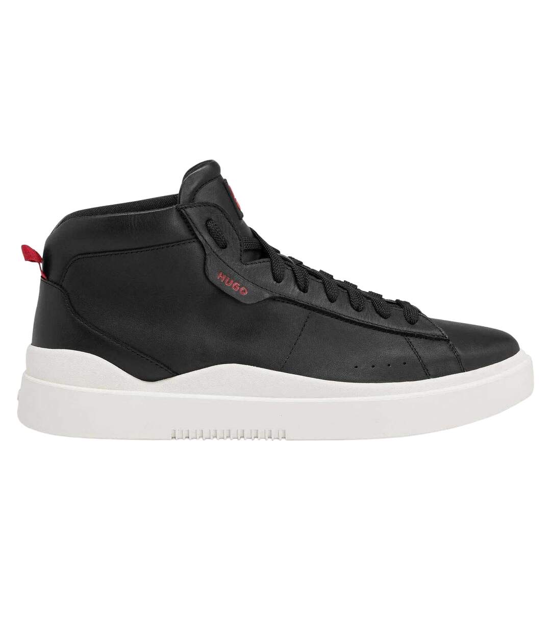 Womens/ladies Blake Hi Top Leather Trainers Black Hugo-3
