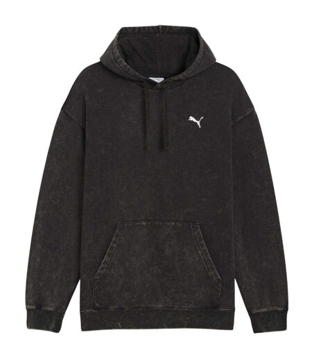 Mens Elevated Acid Wash Relaxed Fit Hoodie Black Puma