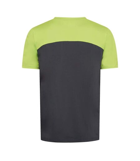 Mens Flynn Colour Block T-shirt Lime Charcoal OEX
