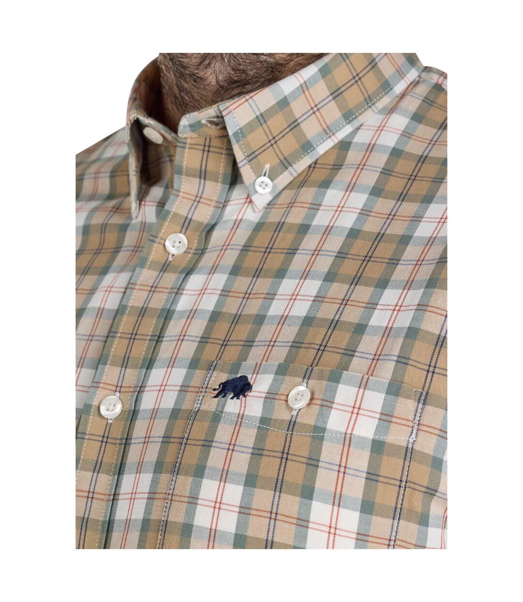 Chemise Manches Longues Motif/style À Carreaux Suffolk Homme Brun Clair Raging Bull-4