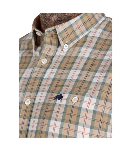 Chemise Manches Longues Motif/style À Carreaux Suffolk Homme Brun Clair Raging Bull