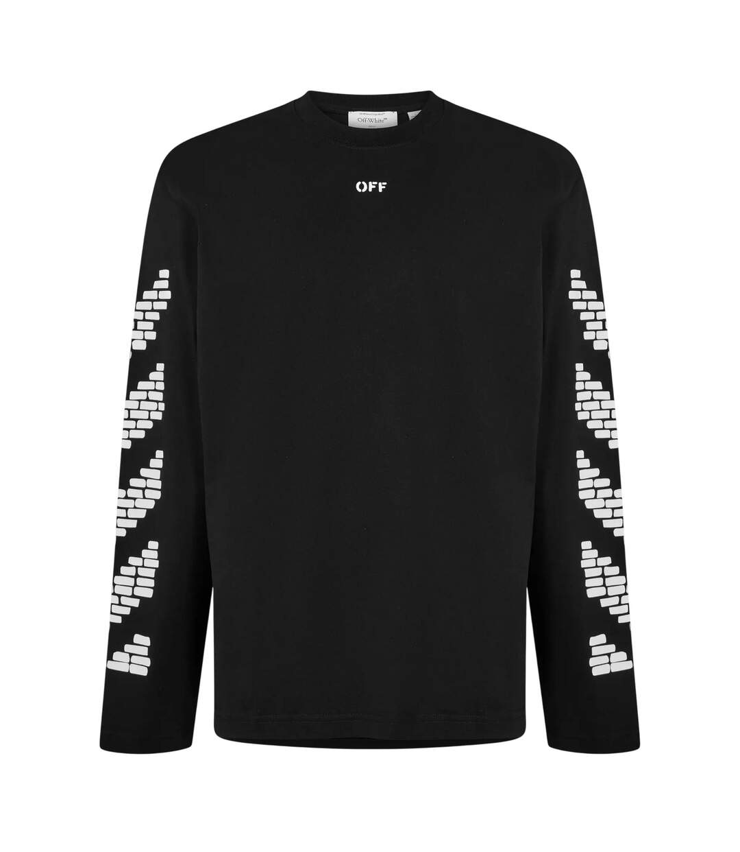 Mens Brick Relaxed Fit Long-sleeved T-shirt Black Off White-2