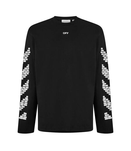 Mens Brick Relaxed Fit Long-sleeved T-shirt Black Off White