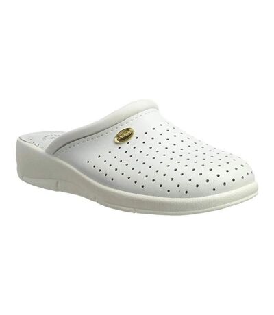 Womens/ladies leather clogs white Dek