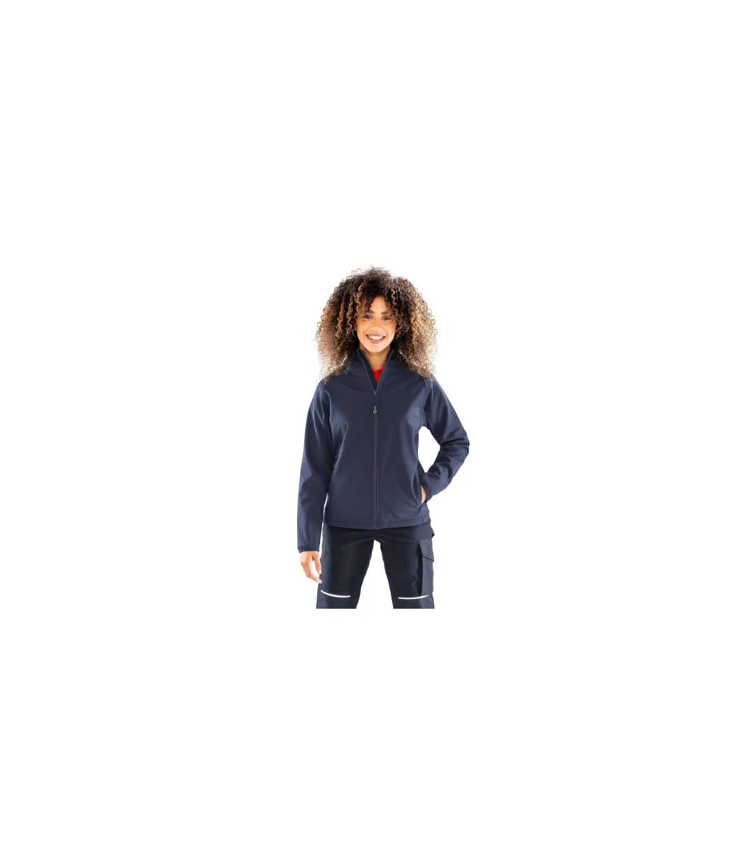 Womens/ladies 3 Layer Printable Soft Shell Jacket Navy Result Recycled-1