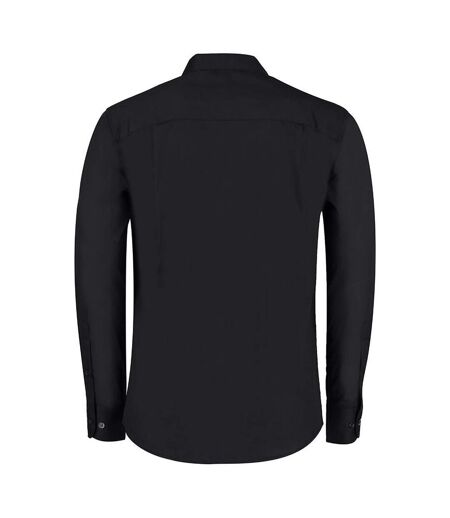 Kustom Kit Mens Mandarin Collar Fitted Long Sleeve Corporate Shirt (Black)