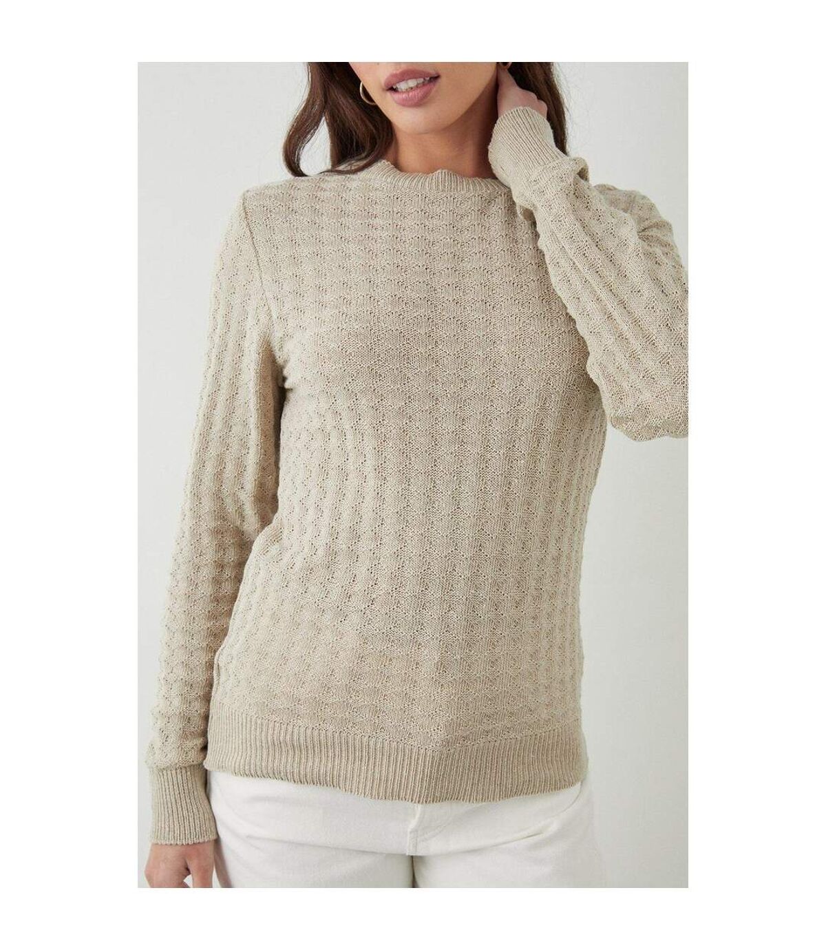 Dorothy Perkins Womens/Ladies Stitch Detail Tall Puffed Sweater (Oatmeal)