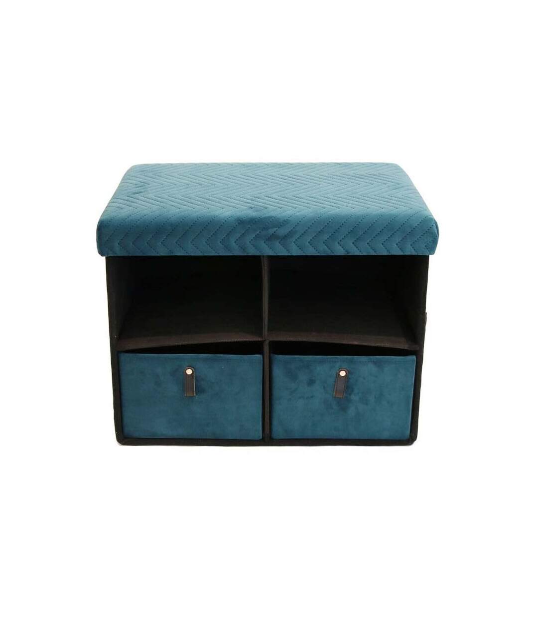 Pouf coffre de rangement avec niches Zig zag-3