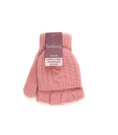 Womens/ladies cable fingerless gloves pink Foxbury