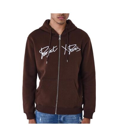 Sweat Zippé Marron Homme Project X Paris Broderie Origin - L