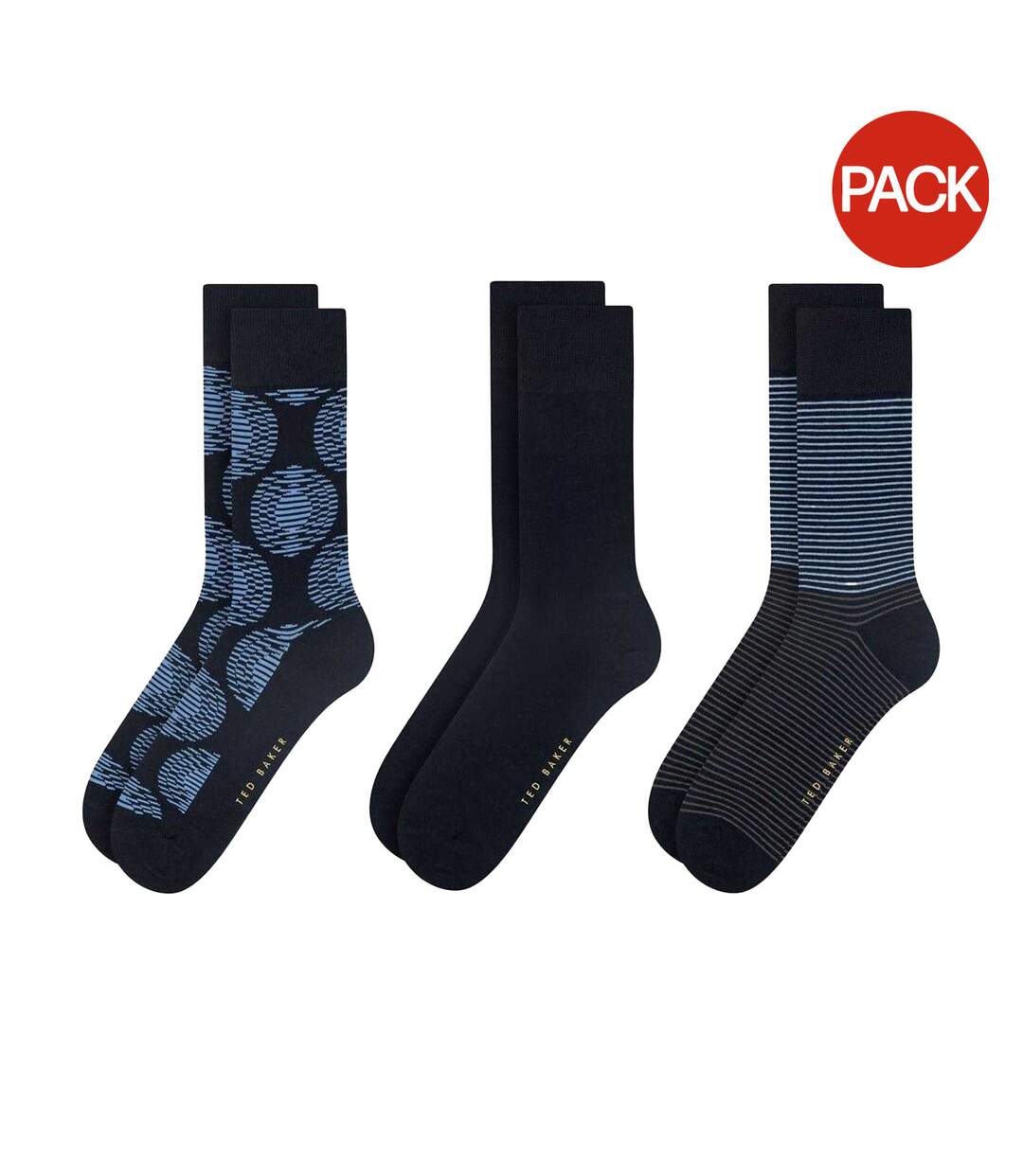 Lot De 3  Chaussettes Officiel Homme Bleu Gris Ted Baker-1