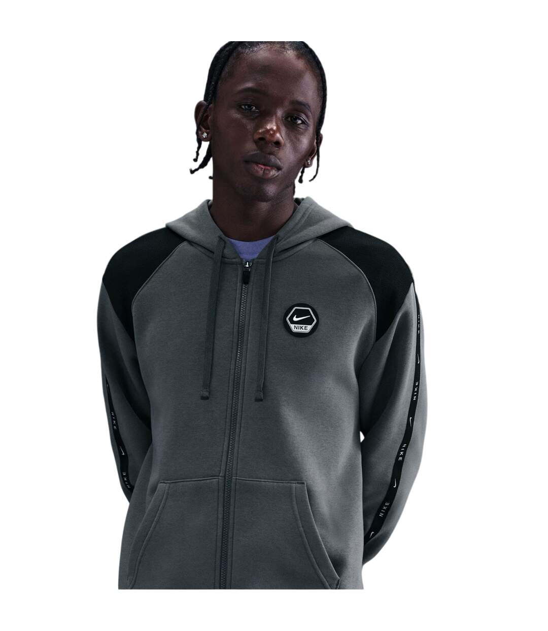 Mens Move Full Zip Hoodie Grey Black Nike-3