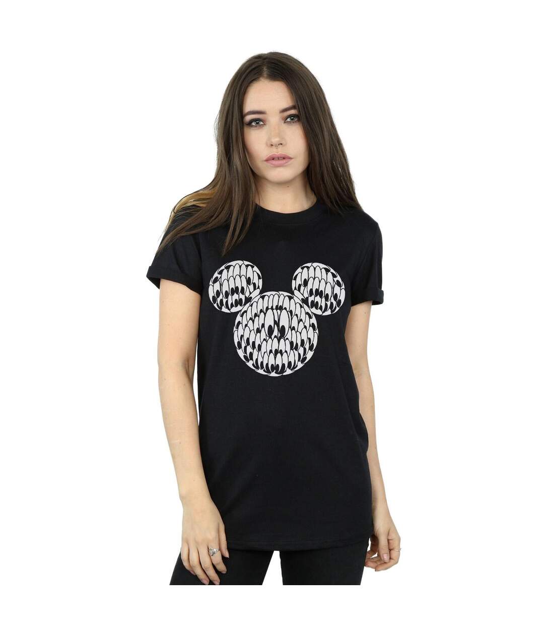 Disney Womens/Ladies Mickey Mouse Head Of Eyes Cotton Boyfriend T-Shirt (Noir) - UTBI37614-2