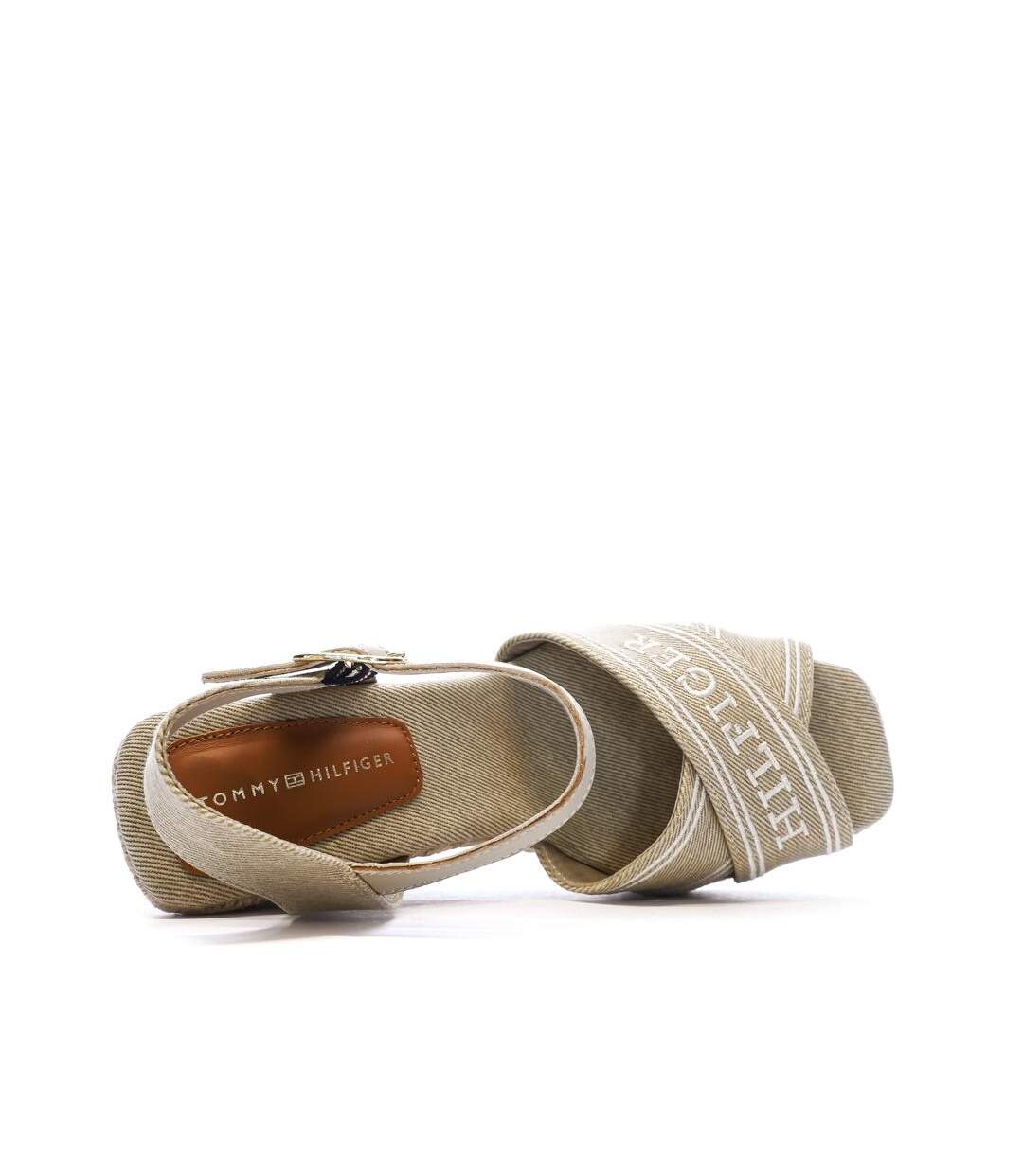 Sandales compensées beiges femme tommy hilfiger fw0fw08668-4