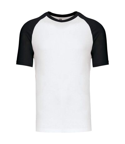 T-shirt bicolore baseball - Homme - K330 - blanc et noir