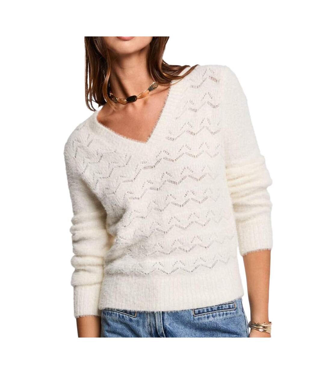Pull ivoire femme morgan duveuteuse-1