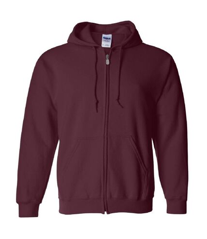 Gildan Heavy Blend Unisex Adult Full Zip Hooded Sweatshirt Top (Maroon) - UTBC471