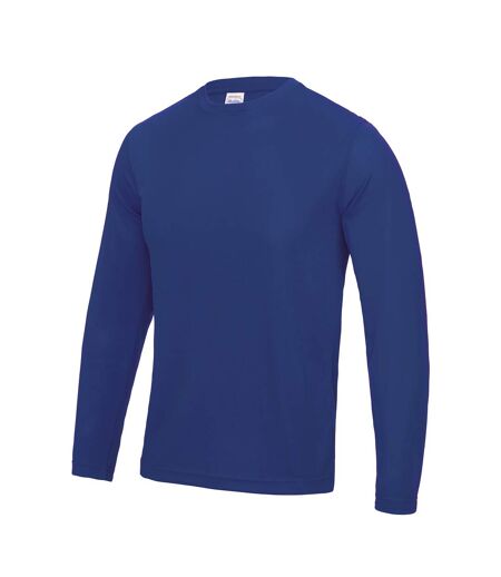 Just Cool Mens Long Sleeve Cool Sports Performance Plain T-Shirt (Royal Blue)