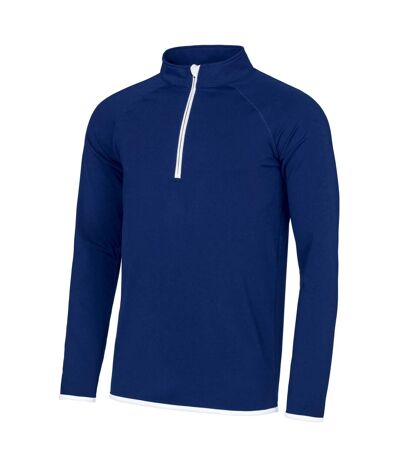 AWDis Just Cool Mens Half Zip Sweatshirt (Royal Blue/ Arctic White) - UTRW4815