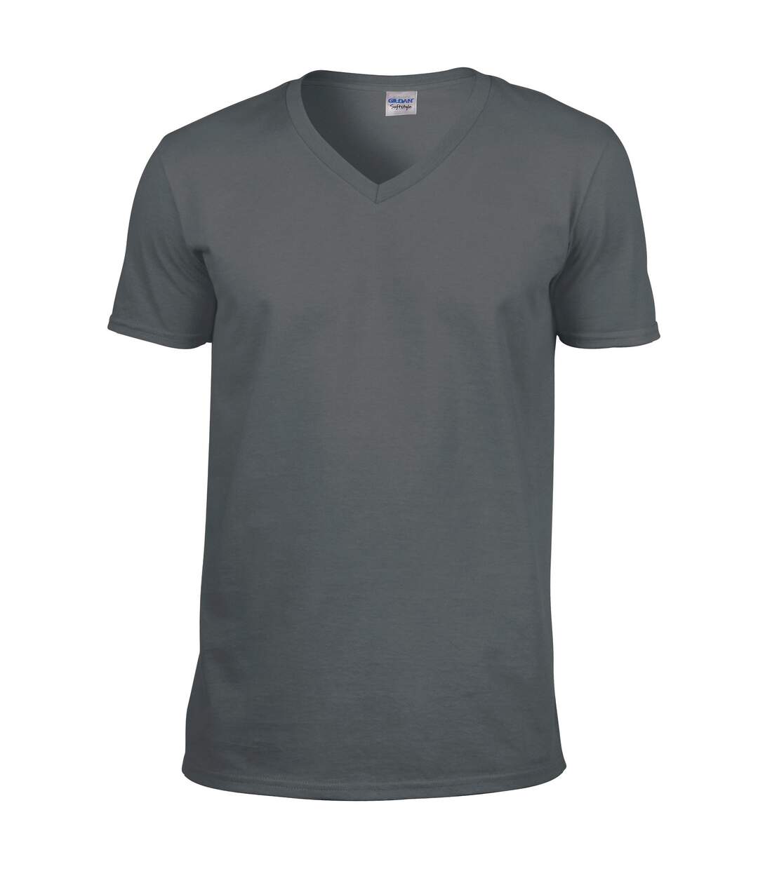 T-shirt À Manches Courtes Et Col En V Homme Gris Foncé Gildan-2