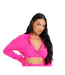 Womens/ladies Twist Slim Crop Top Pink Missy Empire-2