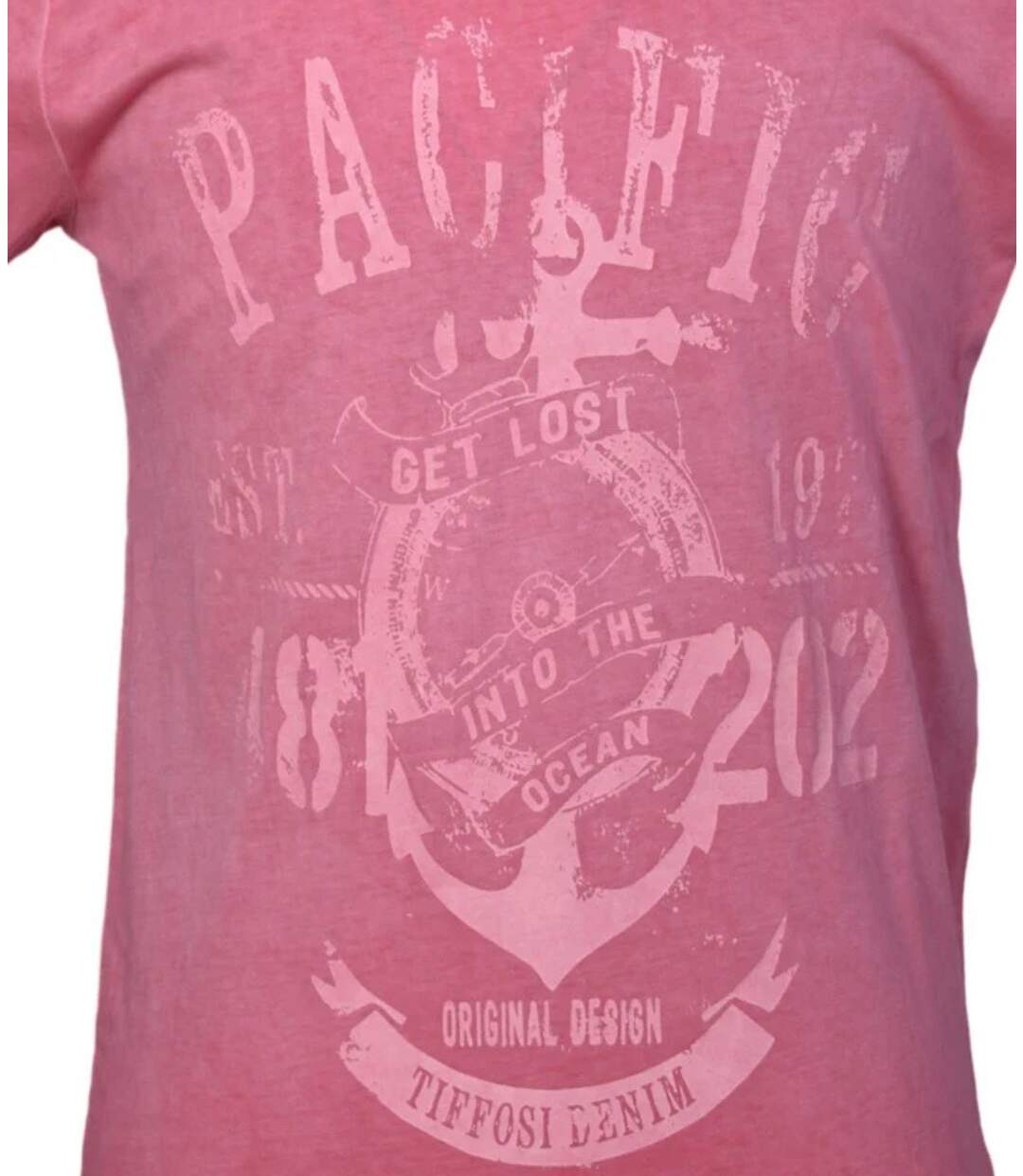 Tee-shirt homme rose à  manches courtes avec motif imprimé élégant-3