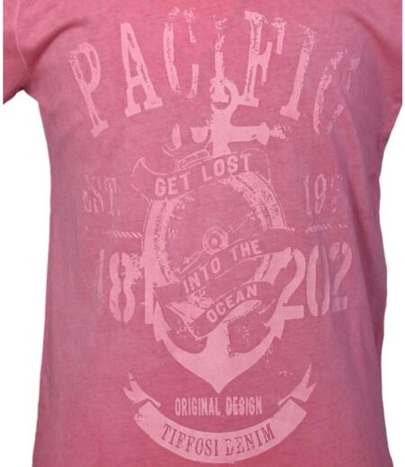 Tee-shirt homme rose à  manches courtes avec motif imprimé élégant