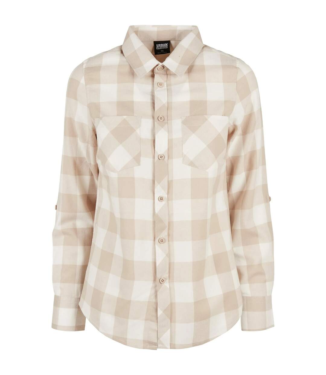 Chemisier Motif/style À Carreaux Femme Sable Blanc Taupe Clair Urban Classics-1