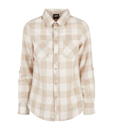 Chemisier Motif/style À Carreaux Femme Sable Blanc Taupe Clair Urban Classics