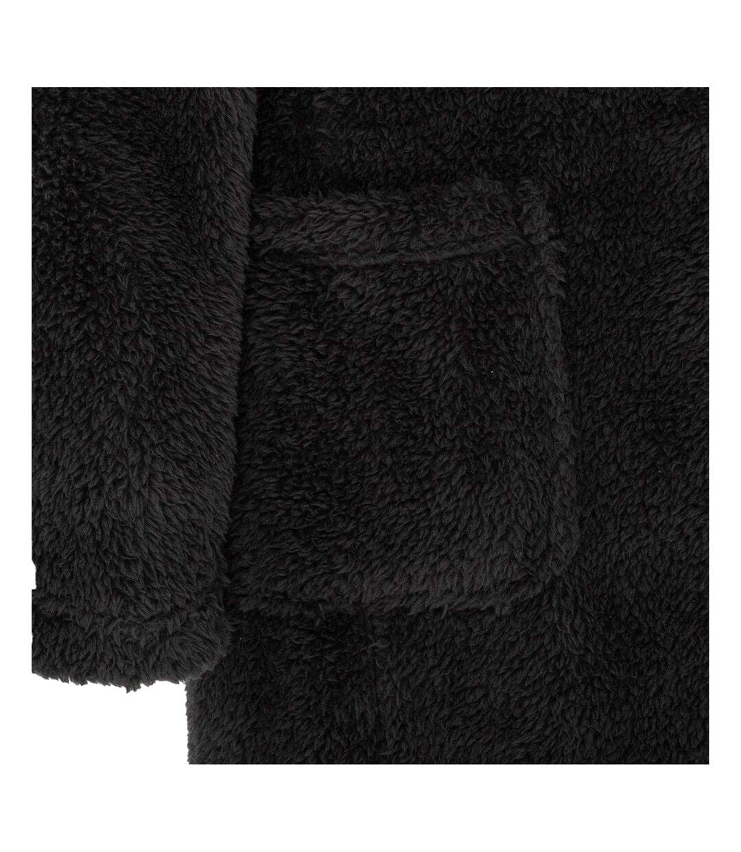 Mens Plush Fleece Long-sleeved Robe Black Howick-4