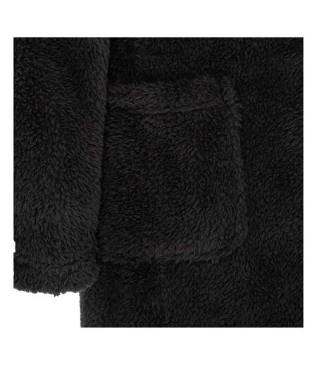 Mens Plush Fleece Long-sleeved Robe Black Howick
