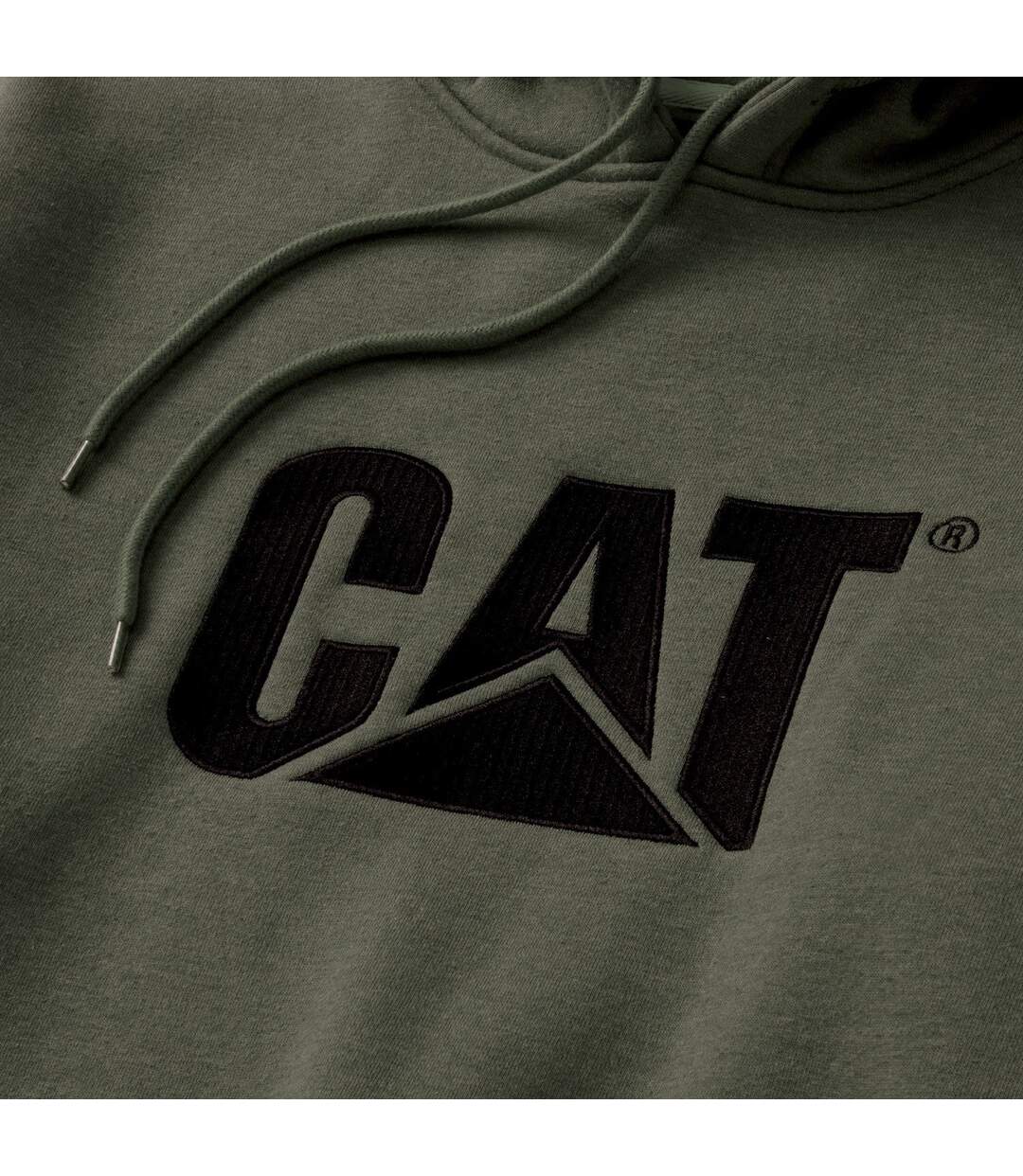 Sweat À Capuche Trademark Homme Vert Kaki Chiné Caterpillar-3