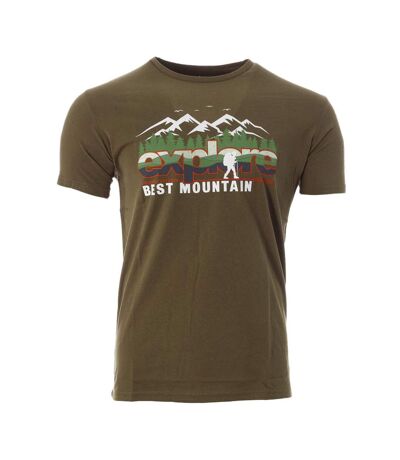 T-shirt kaki/blanc homme best mountain 2002 - l