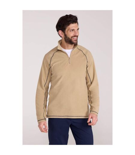 Mens ashbourne ii half zip fleece top light beige Mountain Warehouse
