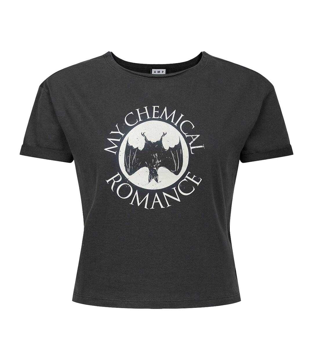 Womens/ladies Bat Tank My Chemical Romance Crop Top Charcoal Amplified-1