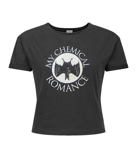 Womens/ladies Bat Tank My Chemical Romance Crop Top Charcoal Amplified