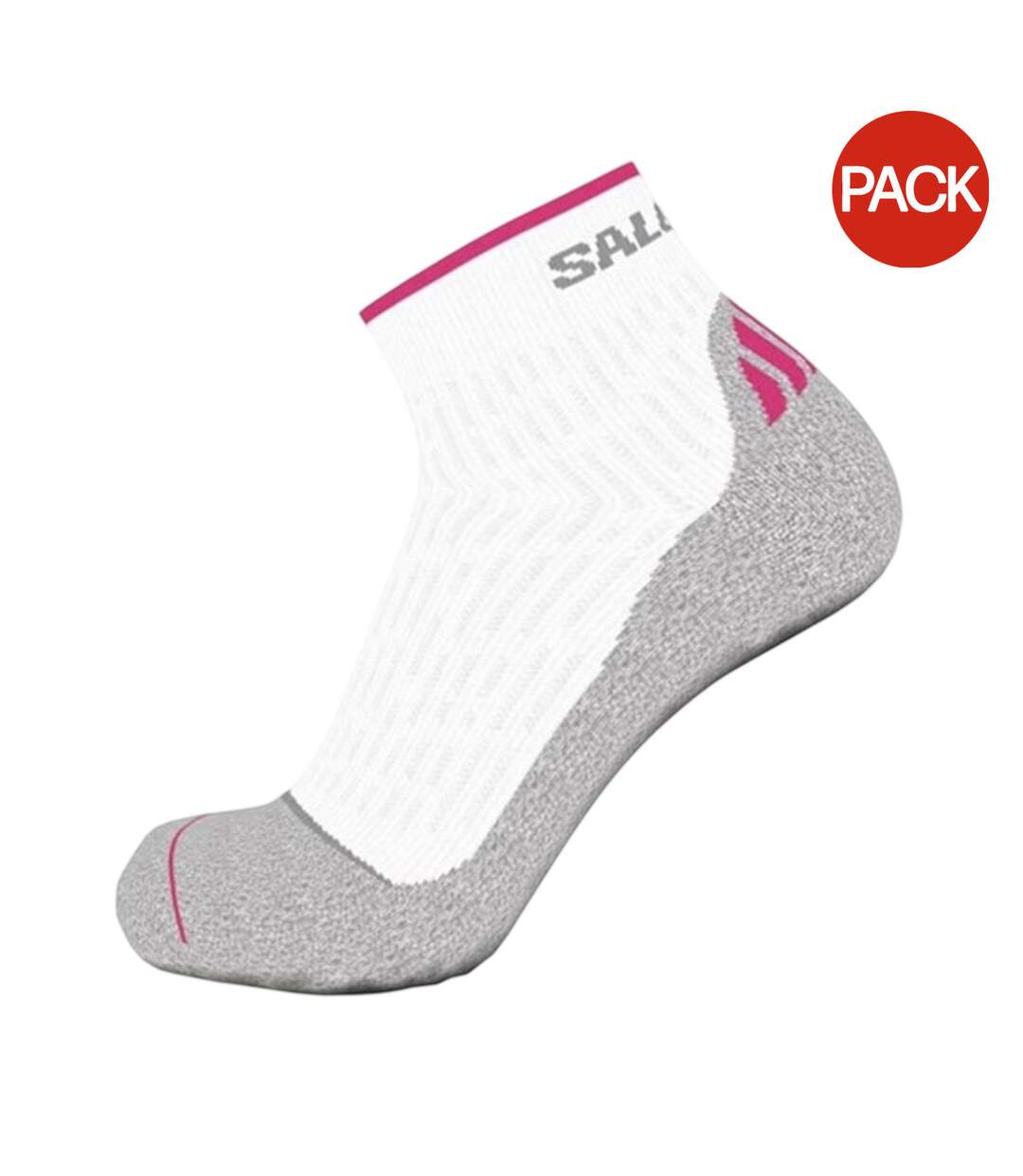 Lot De 2  Socquettes Ultra Femme Blanc Rose Salomon-1