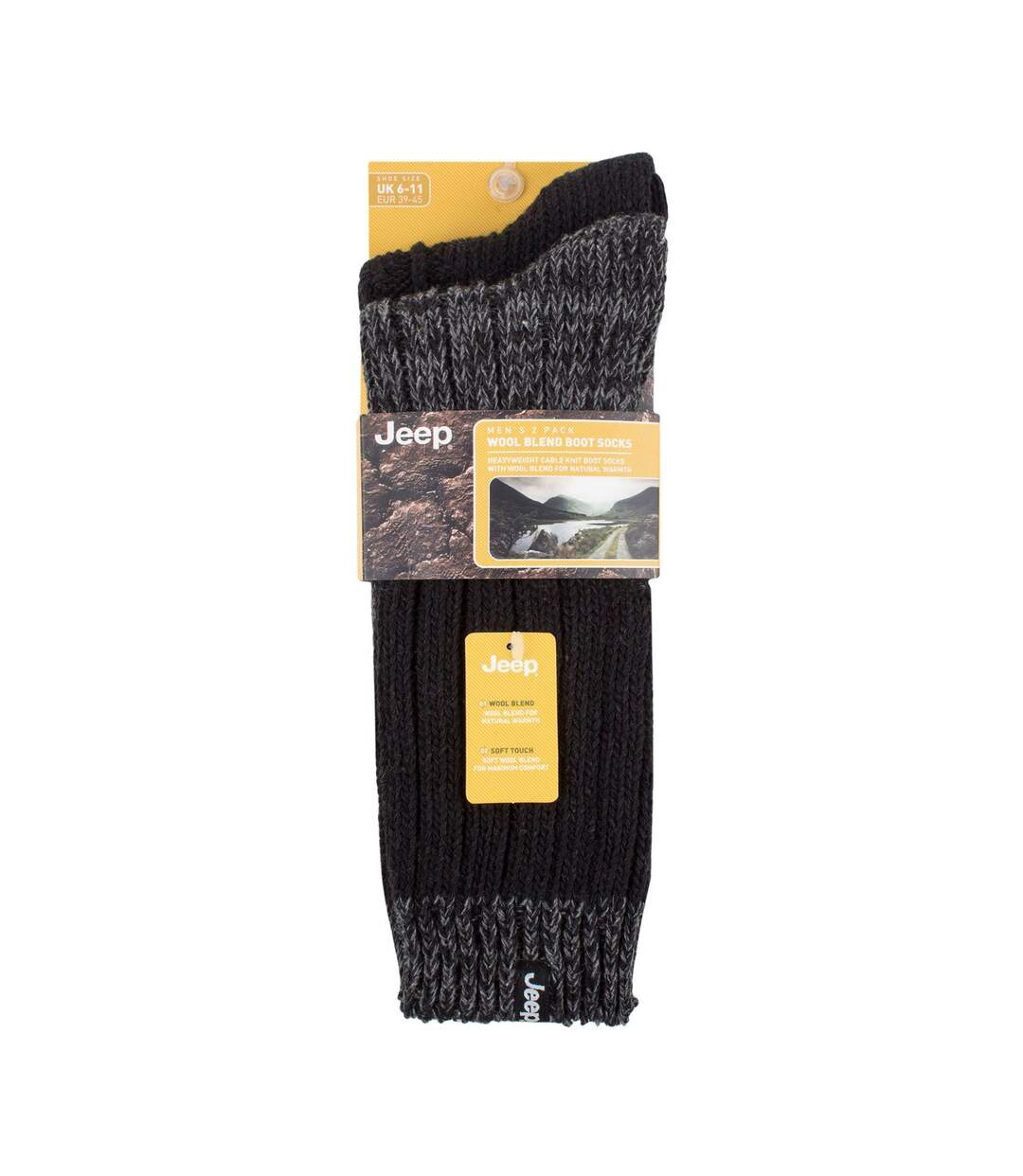 2 Pack Men's Heavyweight Wool Boot Socks | Ribbed Cable Knit Outdoor Socks-2