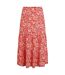 Womens/ladies cassis printed tiered midi skirt tango red Weird Fish-1