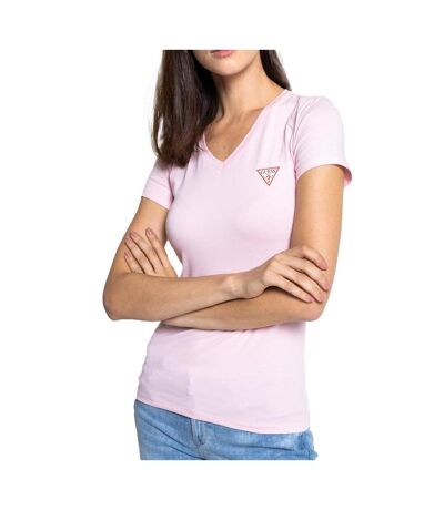 T-shirt Rose Bonbon Femme Guess Mini Triangle - M