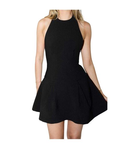 Womens/ladies Fitted And Flared Mini Dress Black Muse