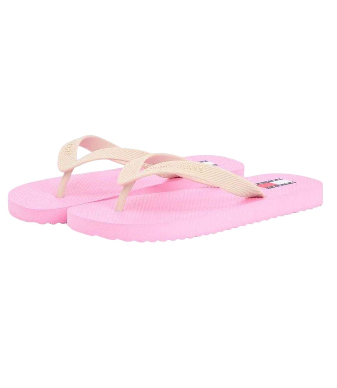Womens/ladies Logo Flip Flops Pink Tommy Jeans-4